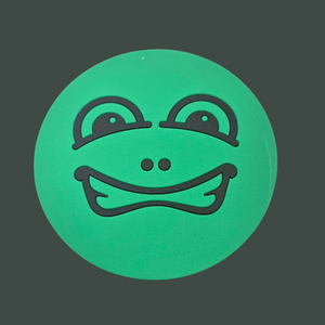 Disc Golf UnderPar 'Glow Frog Smile' PVC Rubber Coaster / Mini Marker