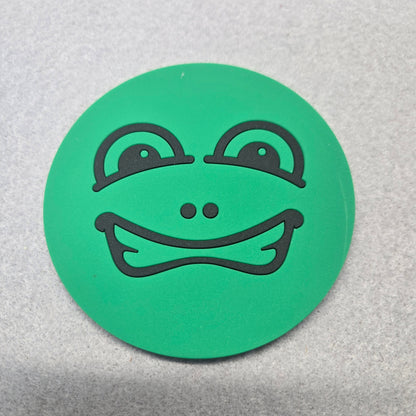 Disc Golf UnderPar 'Glow Frog Smile' PVC Rubber Coaster / Mini Marker