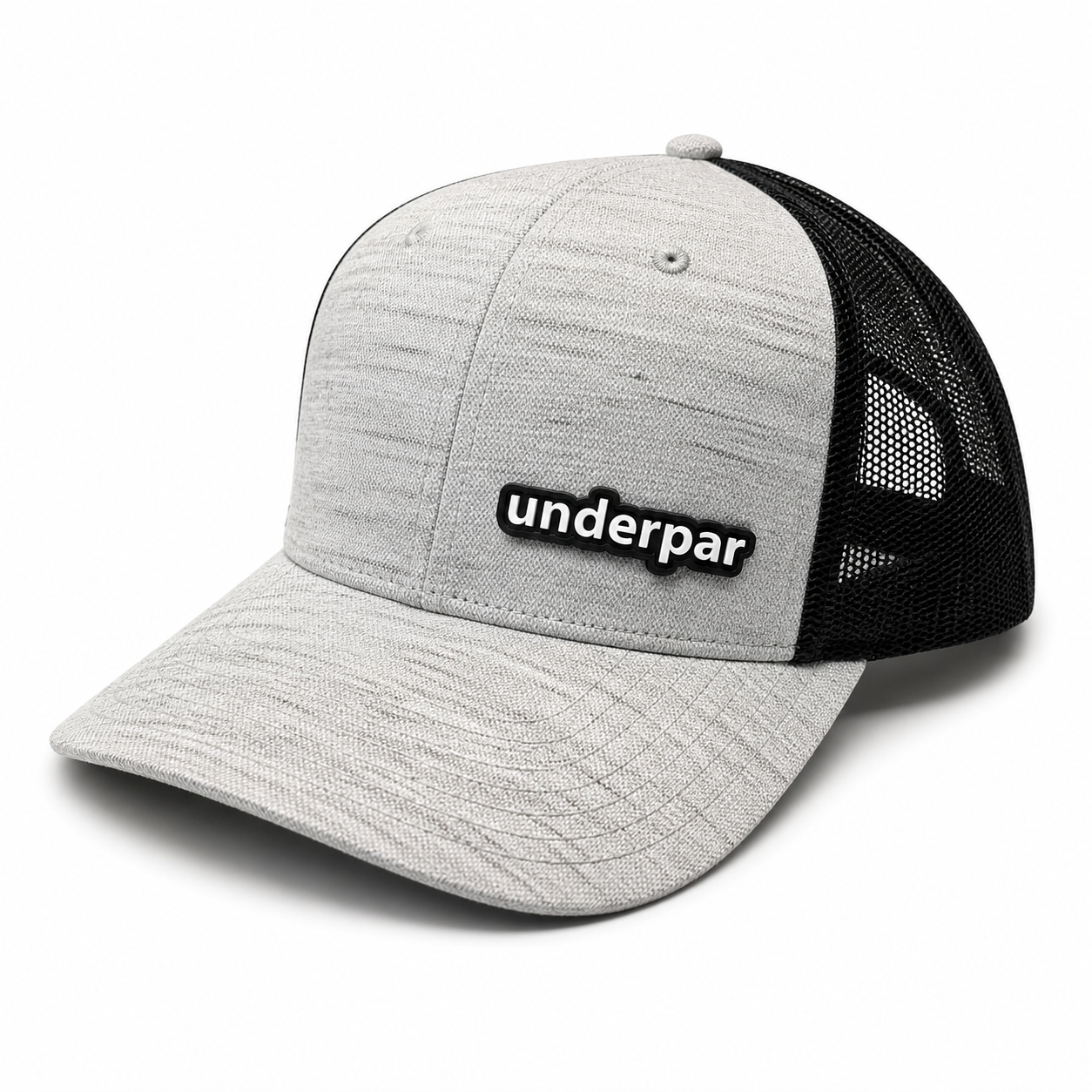 UnderPar Collection: Custom Black/Grey Trucker PVC Snapback UnderPar Hat